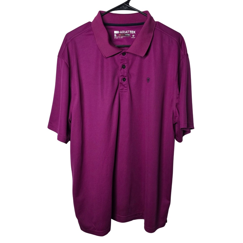 Ariat AriatTEK Heat Series Polo Shirt Mens XL Purple Performance Short Sleeve